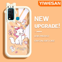 YIWESAN เคสสำหรับ VIVO Y30 Y30i Y50การ์ตูนมารีน่ารักกันกระแทกหลากสีแมวเคสโทรศัพท์โปร่งใสสร้างสรรค์เลนส์กล้องถ่ายรูปมอนสเตอร์น้อยปลอกซิลิโคนนิ่ม