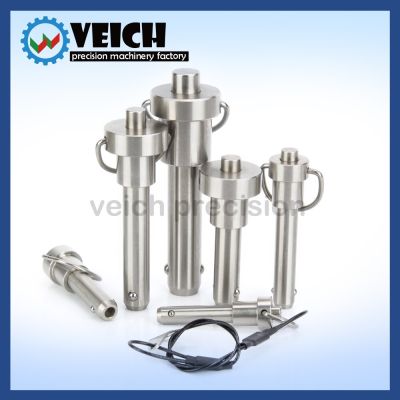 VCN112 1pc All Stainless Steel Self-Locking Button Quick Release Pins With Pull D ring Handle Ball Locking Pins With Safety Rope Cable Management