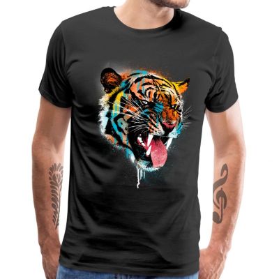 Fashion Popular Ferocious Tigers Animal Printed Men Short Sleeve New Arrival O Neck Cottonss Family Street Style tshirt  WQQ5