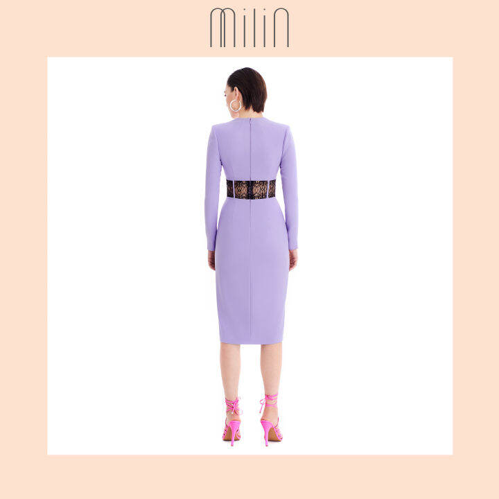 milin-ruched-under-bust-detail-long-sleeve-v-neck-midi-dress-เดรสมิดิแขนยาวคอวีดีเทลแต่งรูดใต้อก-ambrosia-dress