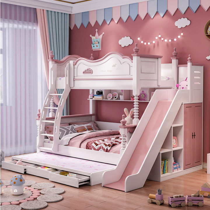 Luxury Children Loft Bed Boys Modern Wooden Combined Bunk Bed For Girls Kids  Room Furniture Bunk Bed Slide | Lazada Ph