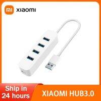 2023 XIOAMI ฮับ4พอร์ต USB 3.0ที่พ้วง USB ตัวแยก USB ฮับพร้อมแหล่งจ่ายไฟระหว่างฮับ USB3.0อุปกรณ์คอมพิวเตอร์สำหรับพีซีแล็ปท็อป