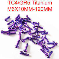 สลักเกลียวไทเทเนียม TC4/GR5 M6x10MM-120MM สกรูหัวคอลัมน์มุมกลับด้านภายในหกเหลี่ยมสำหรับชิ้นส่วนยึดรถจักรยานยนต์ A049498-Titanium-M6 * 10มม.