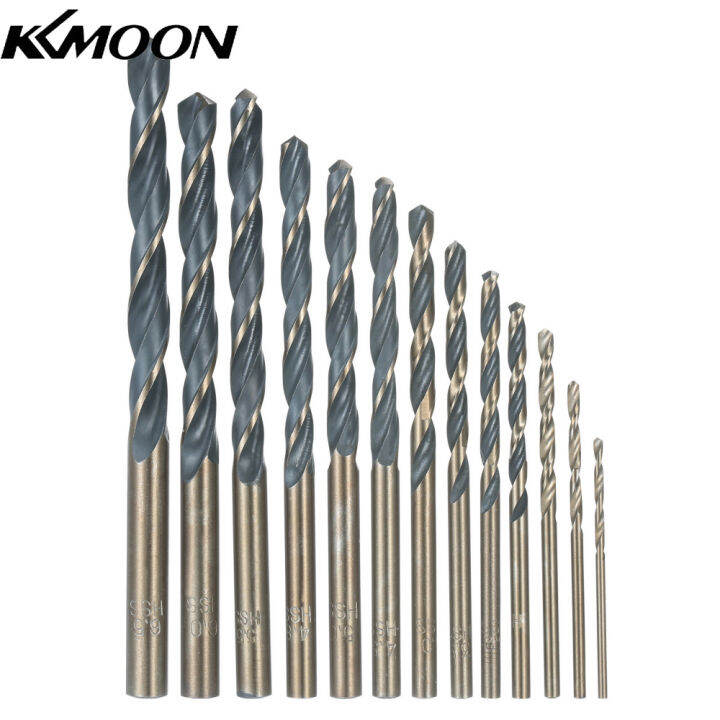 kkmoon-13pcs-เหล็กความเร็วสูงหัวเจาะโลหะเกลียว-hss-ดอกสว่านสแตนเลสเจาะสว่านชุดเจาะพร้อมเคสใส่ของ