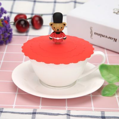 【CW】 Cartoon Heat-resistant lid Transparent Dust Prevention Leak Proof Reusable Silicone Cup Cover