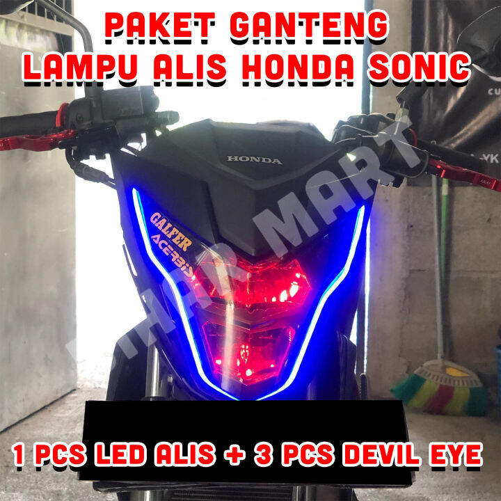 Paket Lampu Alis Bonus Devil Eye Sonic Lampu Variasi Headlamp Sonic