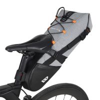 Grey WEST BIKING Bike Bag Waterproof 10L Bicycle Saddle Bag Cycling Foldable Tail Rear Bag MTB Road Trunk Bikepacking Outdoor Travel