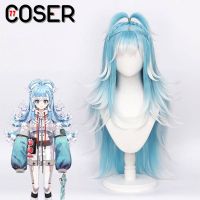 【COSER 77】วิกผมคอสเพลย์ โคโบะ คานาเอรุ กิโมโน ฮอลโลลีฟ Vtuber สีฟ้า คุณภาพสูง