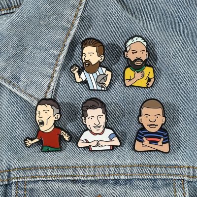 【DT】hot！ Soccer Star Enamel Pin Cartoon Jersey Brooch Custom Lapel Badge Athlete Jewelry for Fans