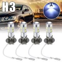 [ANYA Auto Parts] 4ชิ้นไฟตัดหมอก H3 5630 10SMD LED 12V ไฟตัดหมอกขับรถหลอดไฟ LED สีขาวสว่างแต่งรถ