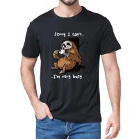 Mens short-sleeved T-shirt 100% cotton coffee drink lazy print Harajuku casual daily T-shirt "Im sorry" I cant, Im very busy GDC9