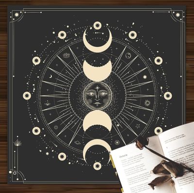 Sun Witchcraft Tarot Tablecloth Altar Cloth Pagan Placement Astrology Oracle Card Divination Mat Room Home Decor 85x85