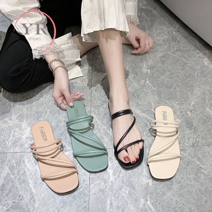 a-so-cute-2020-รองเท้าแตะส้นเตี้ยแบบเกาหลี-รองเท้าสายไขว้กลางแจ้งรองเท้าแตะกันลื่นนุ่มสบาย