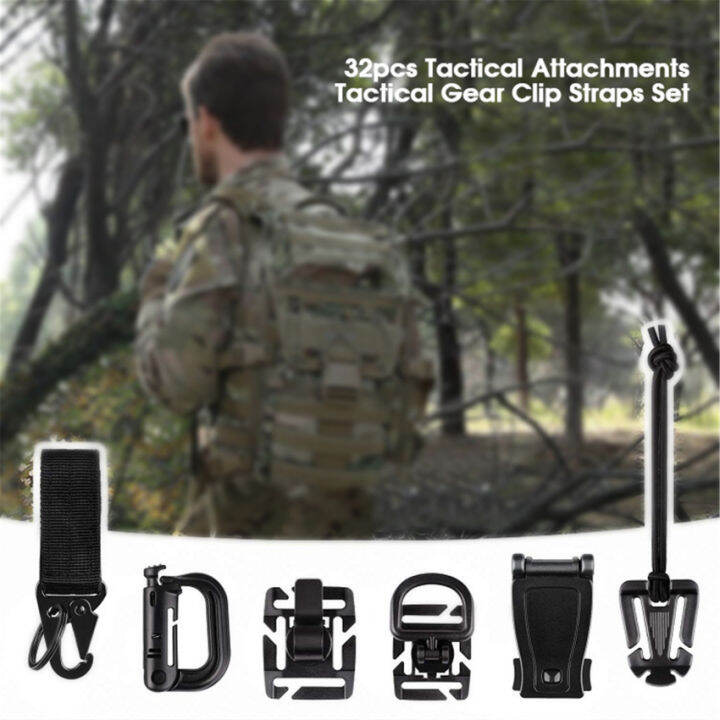 32pcs Tactical Attachments Tactical Gear Clip Straps Set Molle bing