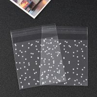 【DT】 hot  100pcs Plastic Transparent Cellophane Candy Bags Self Adhesive White Polka Dot Candy Cookie Gift Bags For Wedding Birthday Party