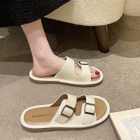 Hot Sale Shoes for Women 2023 Summer Peep Toe Womens Slippers Double Buckle New Style Casual Flat Sandals Women Zapatos