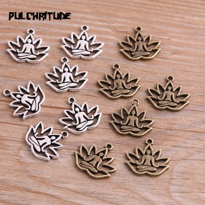 20pcs 17x18mm Metal Alloy Two Color Lord Of Buddh Lotus Charms Plant Pendants For Jewelry Making DIY Handmade Craft