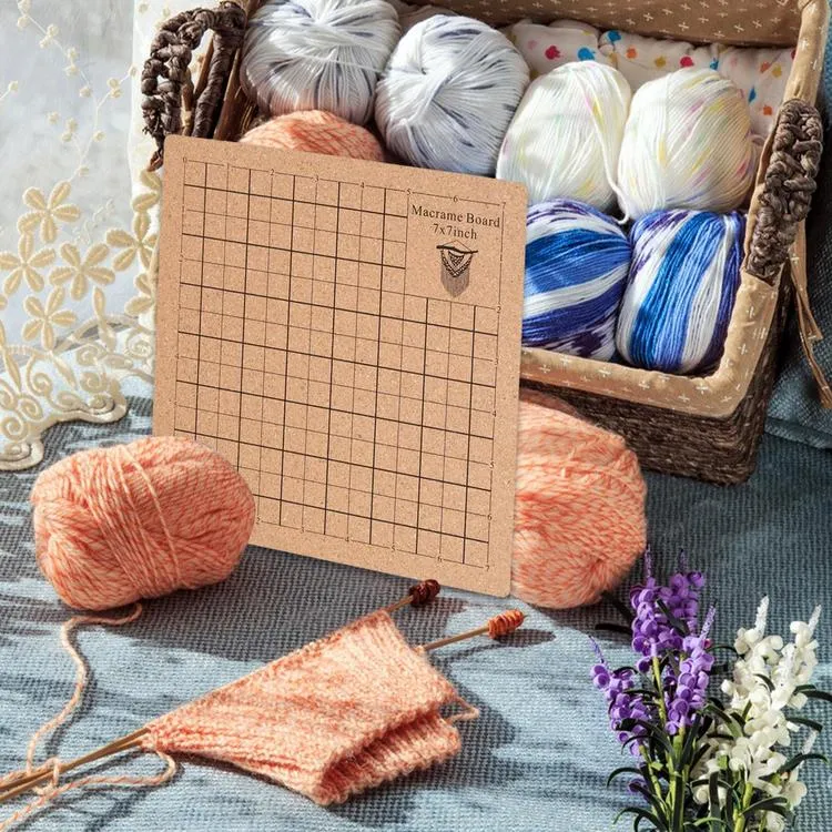 Macrame Board with Pins,Double Side Macrame Project Board with Grids,12in  Handmade Braiding Board with Instructions,Reusable Macrame Cork Board for