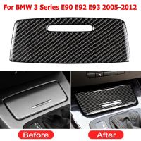 Carbon Fiber Auto Storage Box Panel Trim Cover Decoration Stickers Interior For BMW E90 E92 E93 3 Series 2005-12 Car Accessories