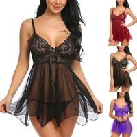 Top Fashion Womens Sexy Front Split Pajama Dress Lace Pajamas European And American Fun Lingerie Sexy Sleepwear Night Wear