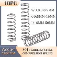 ■☢ 10pcs SS304 Stainless Steel Compression Spring thickness 0.8mm 0.9 Mini Springs Household maintenance tools Hardware accessories