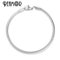 Reamor On Sale 5Pcs 316L Stainless Steel Lobster Clasp Bracelet Basic Snake Chains Fit DIY European Bead Bracelet Jewelry Making