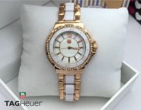 นาฬิกาข้อมือ แฟชั่น แบรนด์ สายเลส สี Rose Gold สลับพลาสติกอะคีริค สีขาว (Tag Heuer)