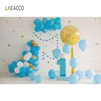 Laeacco ลูกโป่ง1st วันเกิดสีฟ้าฉากหลังถ่ายภาพแบ็คดรอปดาวสีขาวสำหรับสตูดิโอถ่ายภาพ Phohone Photocall