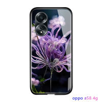 เคสโทรศัพท์พร้อมสำหรับ A58 OPPO 4G เคสฝาหลังกระจกเทมเปอร์เคสมันวาวกันกระแทกดีไซน์ซีรีย์ดอกไม้ Equinox สุดหรู