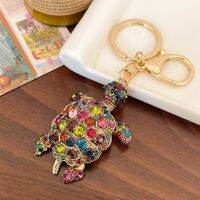 Creative Multicolor Rhinestone Animal Keychains Cute Tortoise Key Chain Car Keyrings Women Bag Charm Pendant Key Holder Trinket