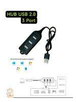 อะแดปเตอร์ 3 พอร์ต HUB USB 2.0 จำนวน 1 ชิ้น รองรับทุกระบบ  ทั้ง PC และNotebook