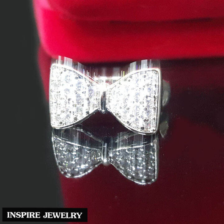 inspire-jewelry-แหวนรูปโบว์-เพชร-หุ้มทองคำขาว-พร้อมถุงกำมะหยี่