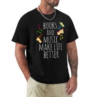 Books And Music Make Life Better T-Shirt Funny T Shirts Sweat Shirt Mens Graphic T-Shirts Funny