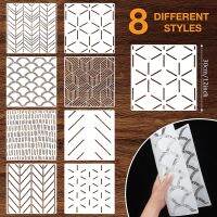 Herringbone Geometric Wallลายฉลุโมเดิร์นStencilsผนังตกแต่งผนังReusableฟิล์มตกแต่งสำหรับภาพวาด,Stencilsสำหรับผนัง-GHKUG STORE