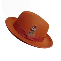 ◊▲۩ hat caramel new womens curly bow colored felt mens concave top short party sombrero hombre