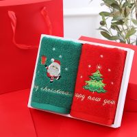 □ Xmas Hand Face Towel Christmas Kitchen Tea Towel Red Santa Claus New Year Gift Home Towels Bathroom Washing Cloth Man Woman Gym