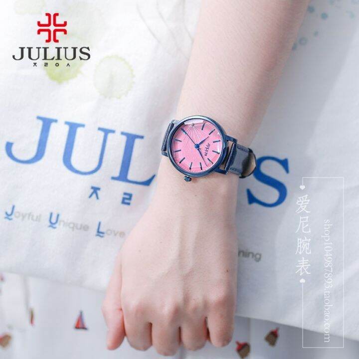 julius-รับสินค้าราคาถูกหางใหม่-julius-นาฬิกาพิเศษรั่วนาฬิกาผู้หญิงจานใหญ่ควอตซ์เข็มขัดกันน้ำของขวัญนักเรียน888