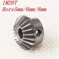 2pcs 1:1 Bevel Gear 1 Modulus 20 Teeth With Inner Hole 5mm 6mm 8mm 90 Degree Drive Commutation Steel Gears Screw