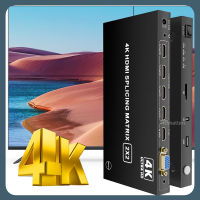 วิดีโอ2X2 HDMI หน่วยประมวลผลบนผนัง4K HDMI VGA ตัวควบคุมวิดีโอเครื่องแยกสัญญาณวิดีโอ1X2 1X4 1X3ตัวแยกหน้าจอ HDMI พร้อมการหมุนภาพ