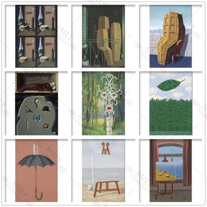 1ชิ้นคลาสสิก Rene Magritte แรงบันดาลใจผ้าใบศิลปะ,Surrealism งานศิลปะการสืบพันธุ์,พิมพ์โปสเตอร์,วินเทจผนังศิลปะ,เหมาะสำหรับตกแต่งบ้าน