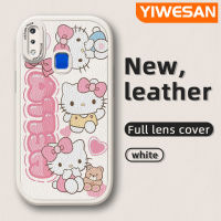 YIWESAN เคสสำหรับ Vivo Y91 Y1s Y91C Y91i,เคส Y97เคสใส่โทรศัพท์หนังใหม่นิ่มลาย Hello Kitty พร้อมเคสป้องกันเลนส์กล้องคลุมทั้งหมด