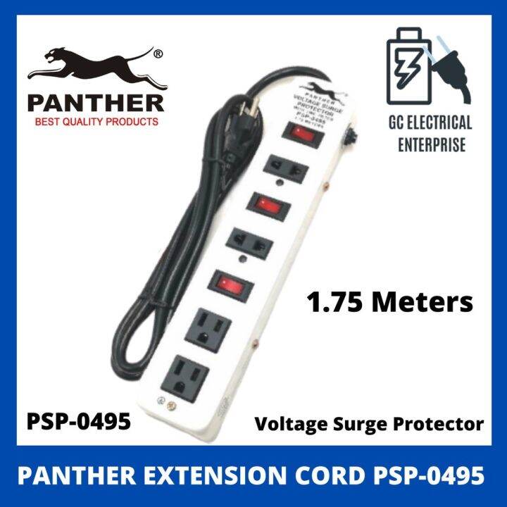 Panther Extension Cord Voltage Surge Protector PSP0495 Heavy Duty