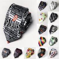 Korean Version Fashion Casual Tie 5cm British Skinny Slim Necktie Printing Skll Music Symbol Hip Hop Boys Novelty Accessories