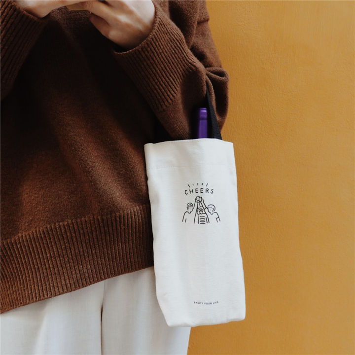 milk-tea-canvas-bag-canvas-bag-eco-mini-storage-bag-red-wine-shopping-bag-umbrella-handbag-water-cup-holder