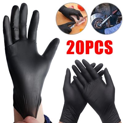 Sarung tangan sekali pakai nitril 20 buah sarung tangan pembersih laboratorium dapur rumah hitam kelas makanan tahan air sarung tangan memasak mobil memperbaiki