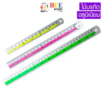 12 Inch / 30 cm Assorted Color Aluminum Ruler in Inch and CM Scale