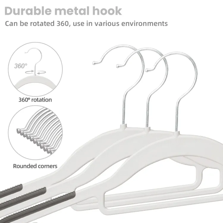 Plastic Clothes Hangers, Upgraded Rubber Stripe Non-Slip Coat