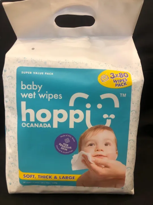 Hoppi baby wet wipes 3x80s Lazada