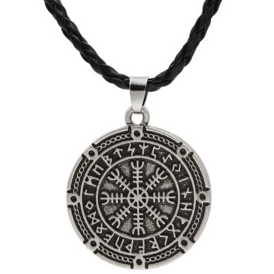【CW】 Rune Compass Pendant Necklace Classic Punk Men  39;s Amulet Jewelry
