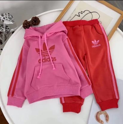 แบรนด์น้ำเดิม-adidas-new-ใหม่ชุดเด็กเด็กชายและเด็กหญิง-klein-เสื้อกันหนาวสีฟ้าฤดูใบไม้ร่วงและฤดูหนาวบวกกำมะหยี่หนาเสื้อผ้าเด็กแฟชั่นชุดสองชิ้น